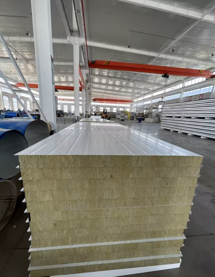 Insulation Fireproof Acoustic Sound Absorbing Waterproof Heat Insulation Insulated 50mm 75mm 100mm Rock Wool Sandwich Panel